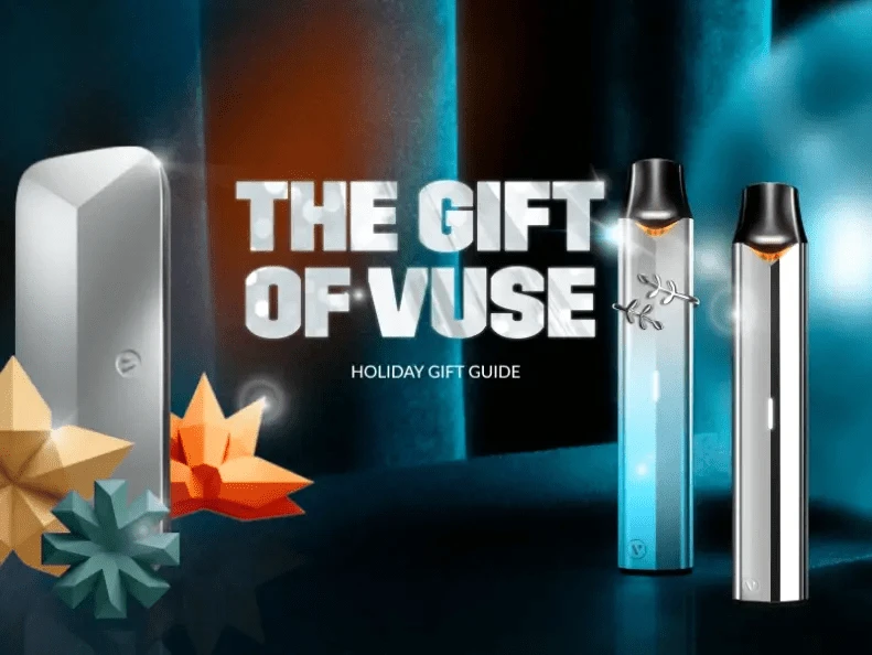 the gift of vuse, displaying charging case and ePod 2+ limited edition devices
