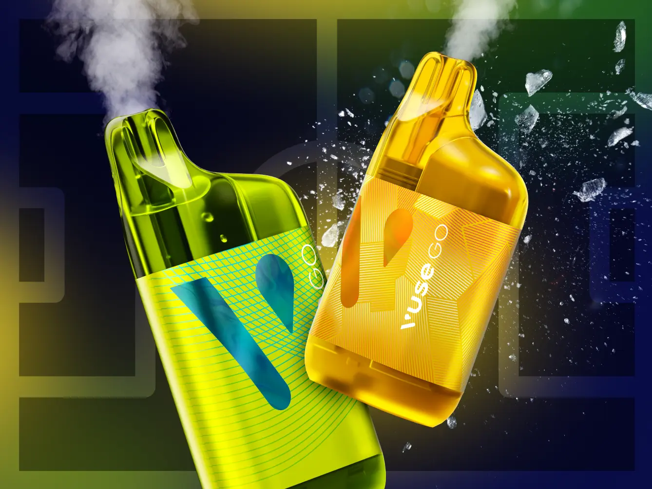 Vuse disposable devices in front of soccer field