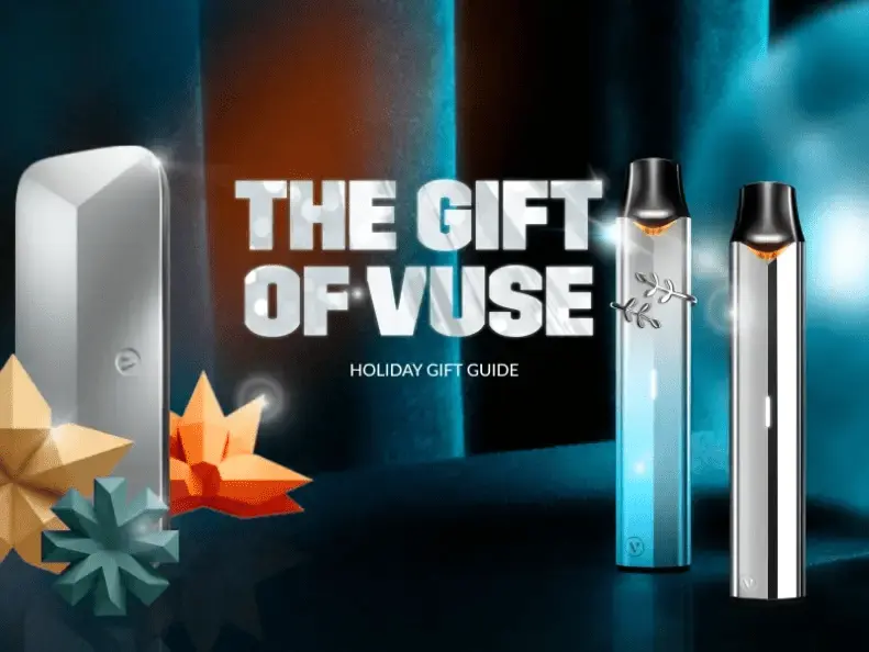 the gift of vuse, displaying charging case and ePod 2+ limited edition devices