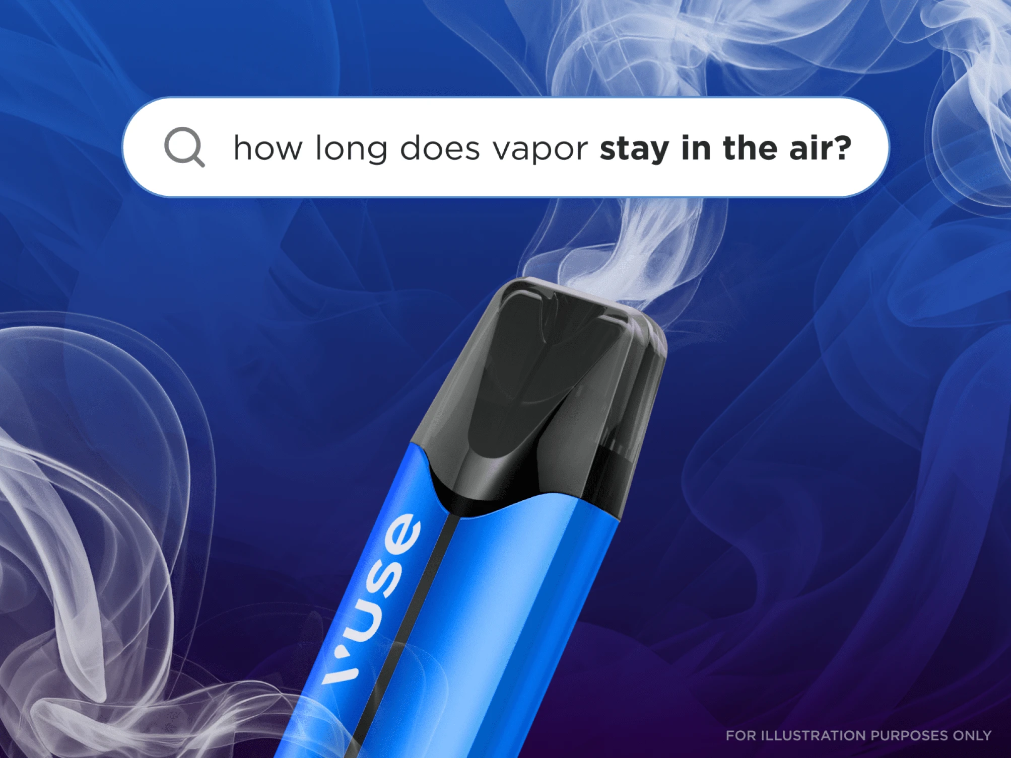 Blue PRO Smart Vape with Vapour on Dark Blue Background