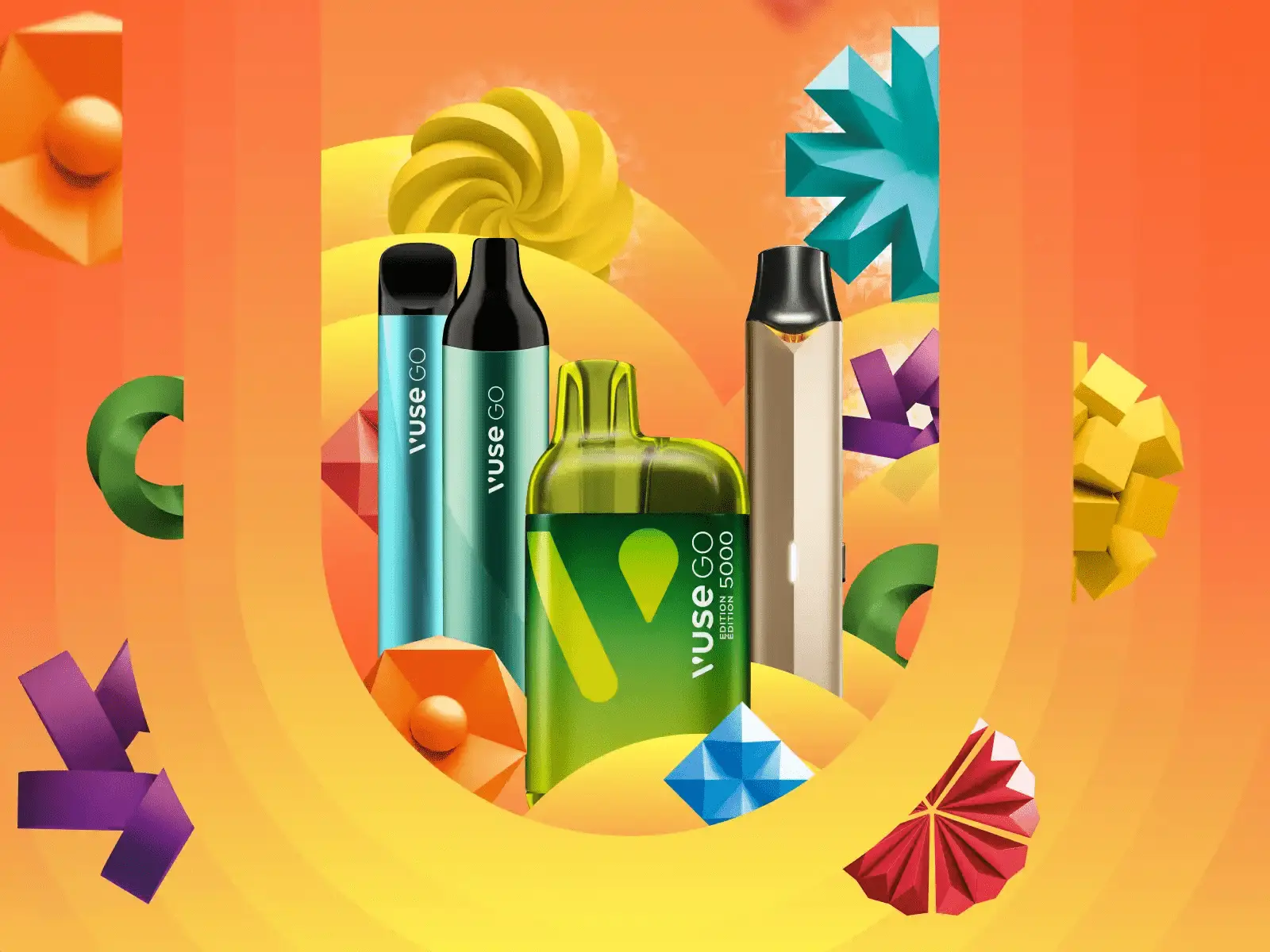 Grouping of 4 different vape devices to visually describe the YOU Day vape sale. 