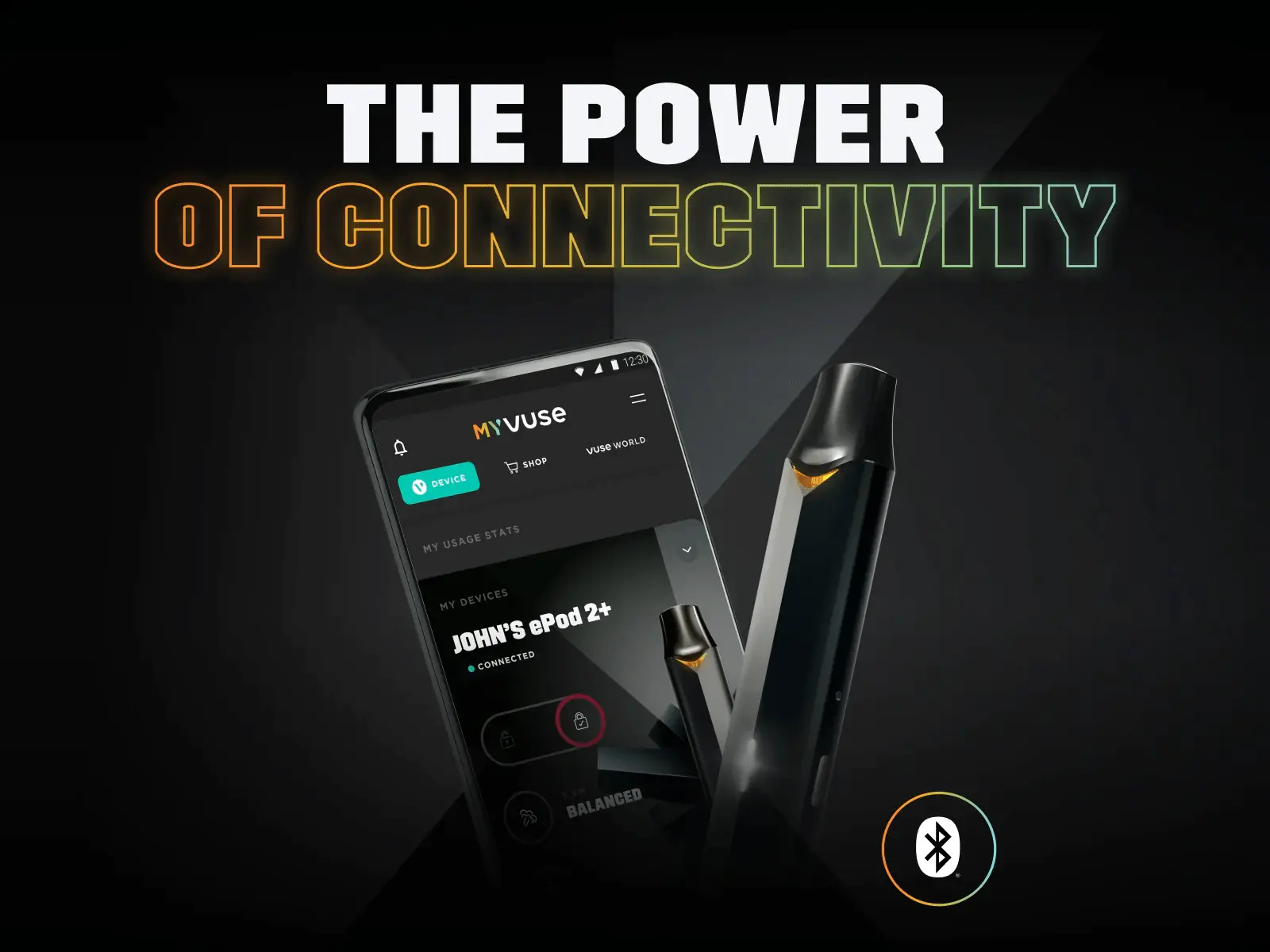 Phone featuring MYVUSE app with ePod 2+ device