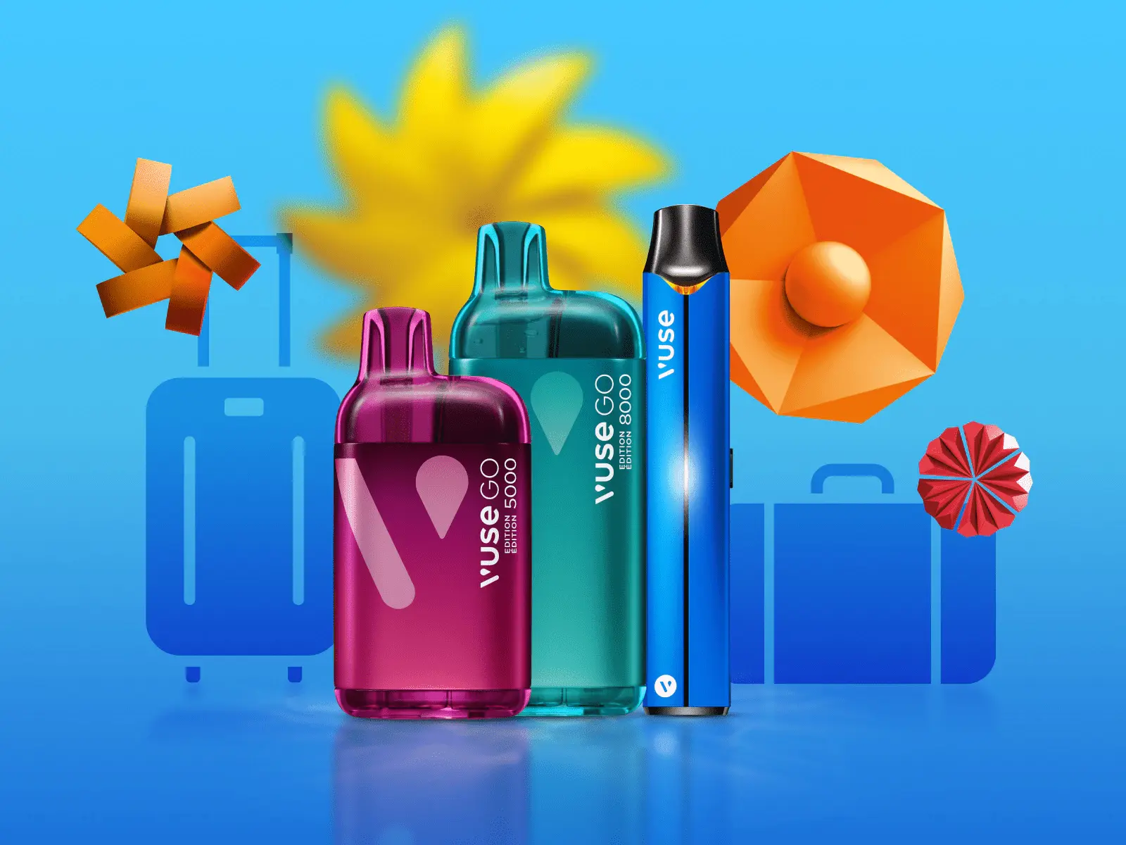 Can I vape on a plane? Showing a Vuse vape with flavour origamis