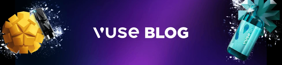 Vuse BLOG banner with Vuse Mango E-Liquid Vape Pod and Vuse GO Rich Polar Mint Disposable Vape Pack