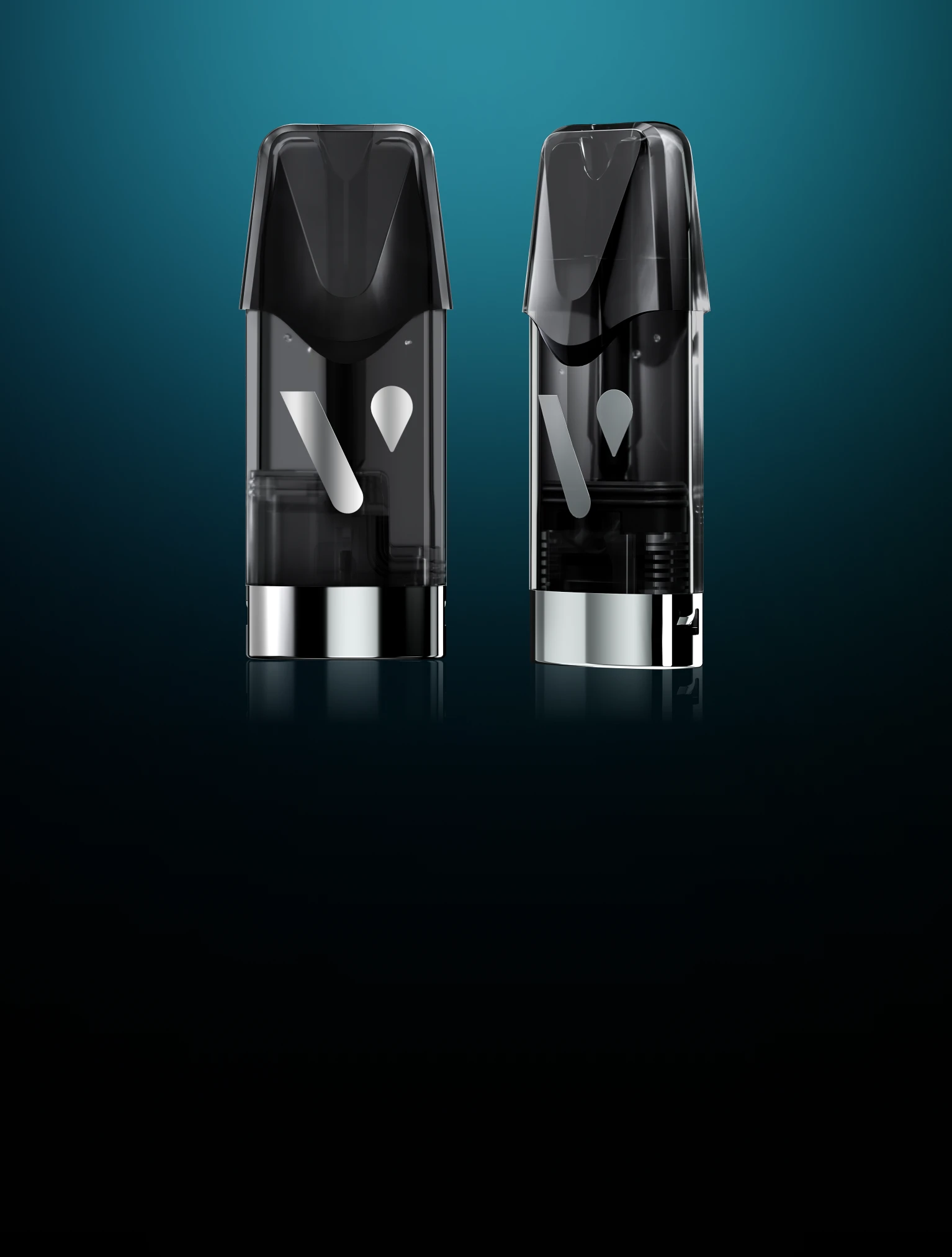 Two Vuse Pods on a blue and black gradient background
