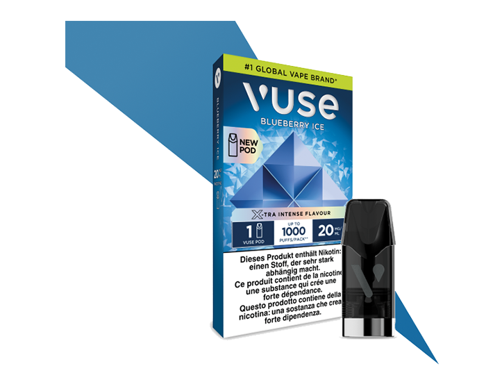 Blueberry Ice Pod pour les vapes Vuse avec l'emballage à l'arrière