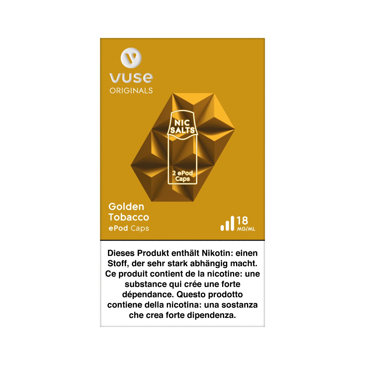 Packung mit 2 Caps E-Liquid für ePod E-Zigarette - Golden Tobacco Geschmack
