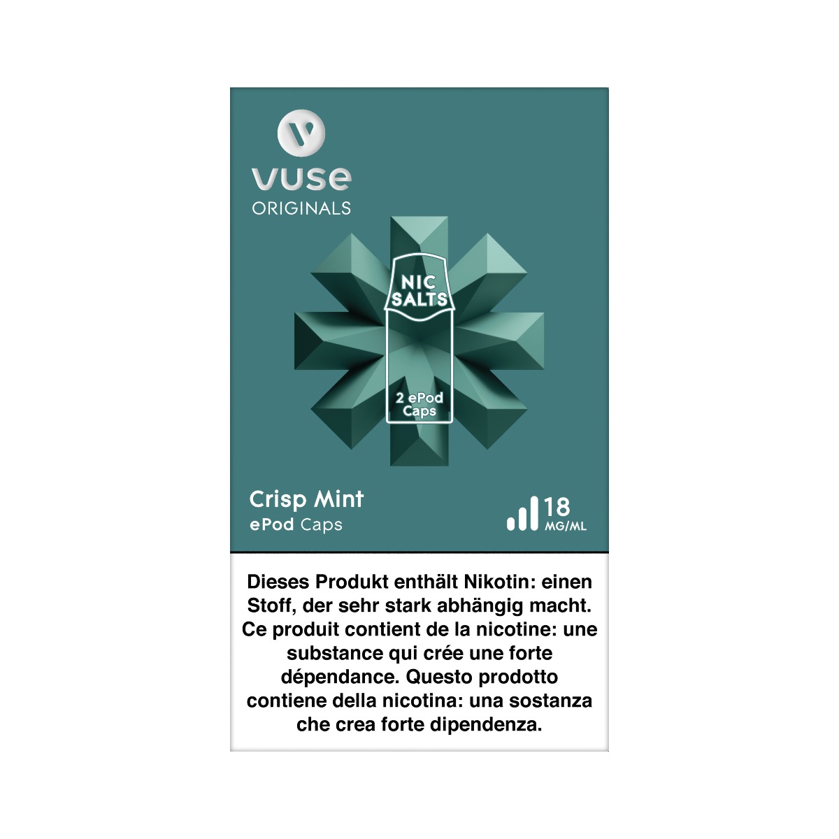 Packung mit 2 Caps E-Liquid für ePod E-Zigarette - Crisp Mint Geschmack