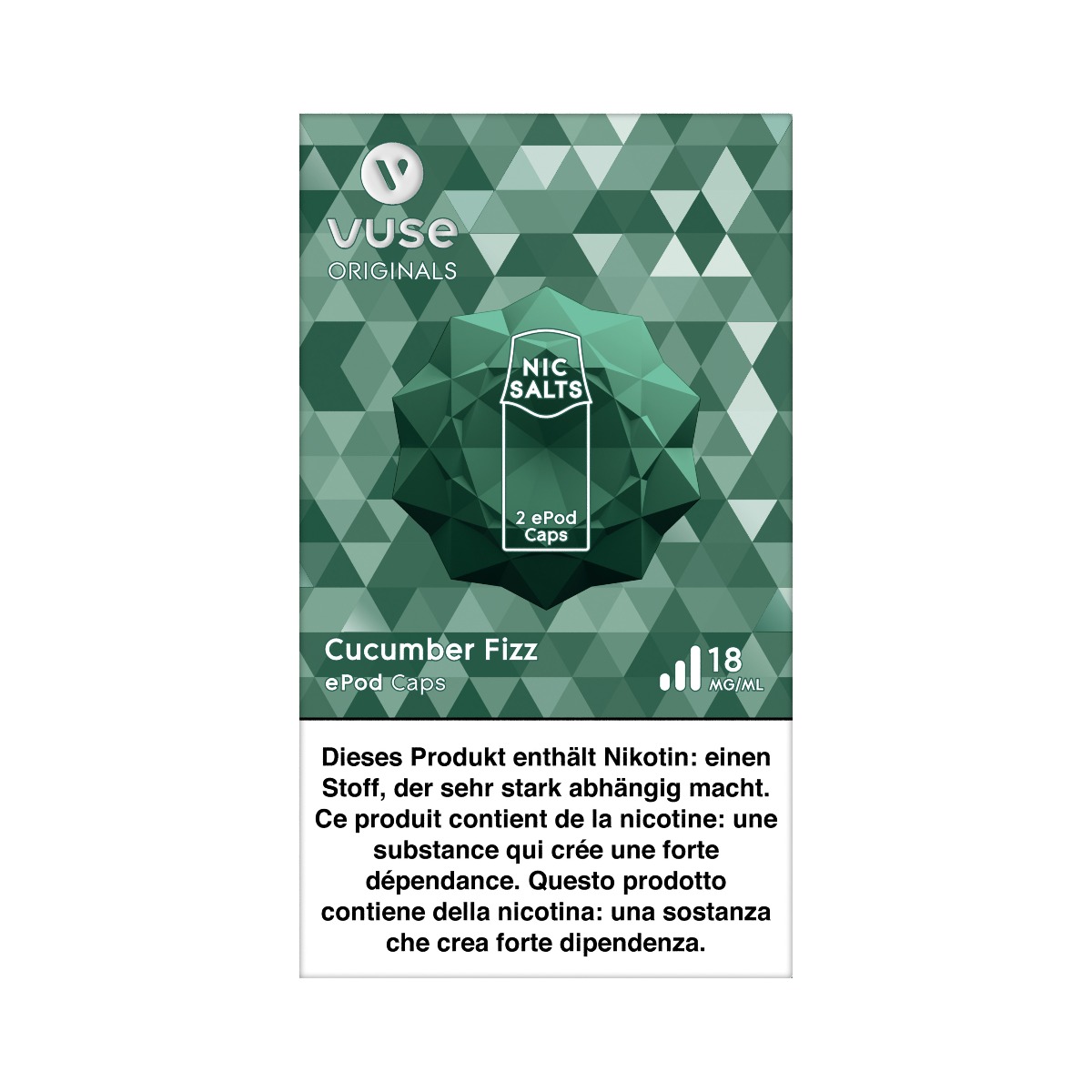 Packung mit 2 Caps E-Liquid für ePod E-Zigarette - Cucumber Fizz Geschmack