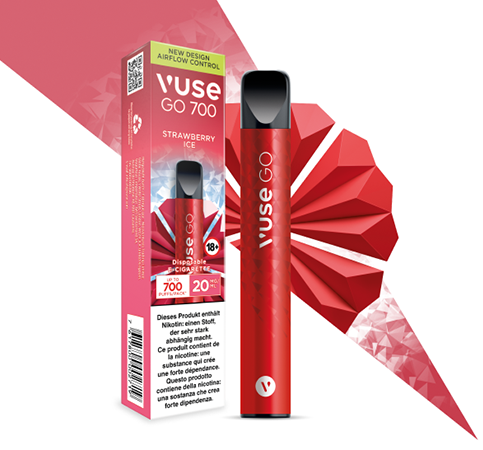 Vuse Go 700 disposable puff Strawberry Ice flavour packaging
