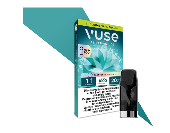Peppermint Ice Pod pour les vapes Vuse avec l'emballage à l'arrière