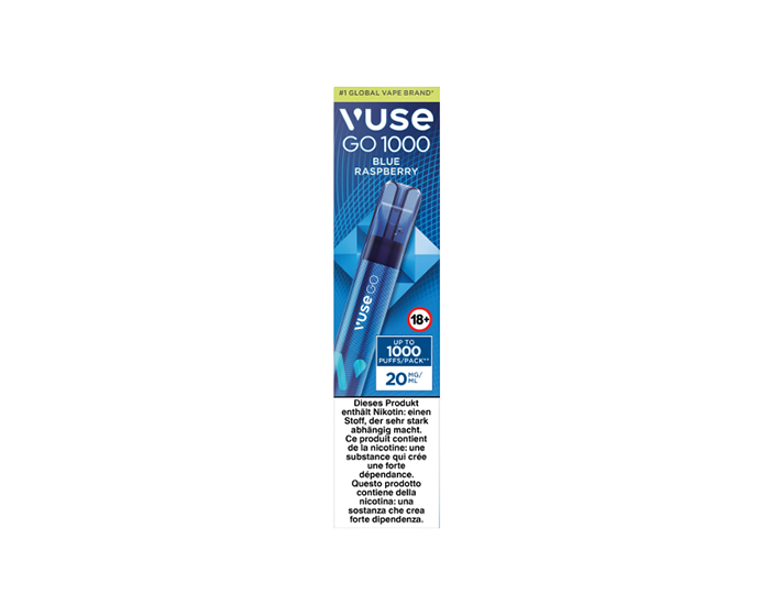 Vuse GO 1000 Blue Raspberry Pen | disposable e-cigarette