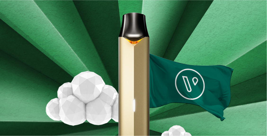 Une e-cigarette Vuse avec le logo Vertigo