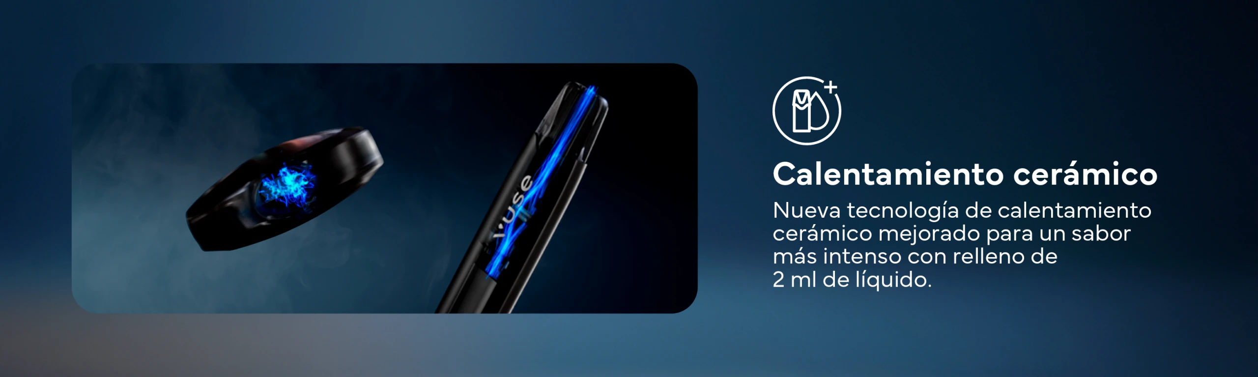 Vuse Pro One. Calentamiento cerámico. Nueva tecnología de calentamiento cerámico mejorado para un sabor más intenso con relleno de 2 ml de líquido.