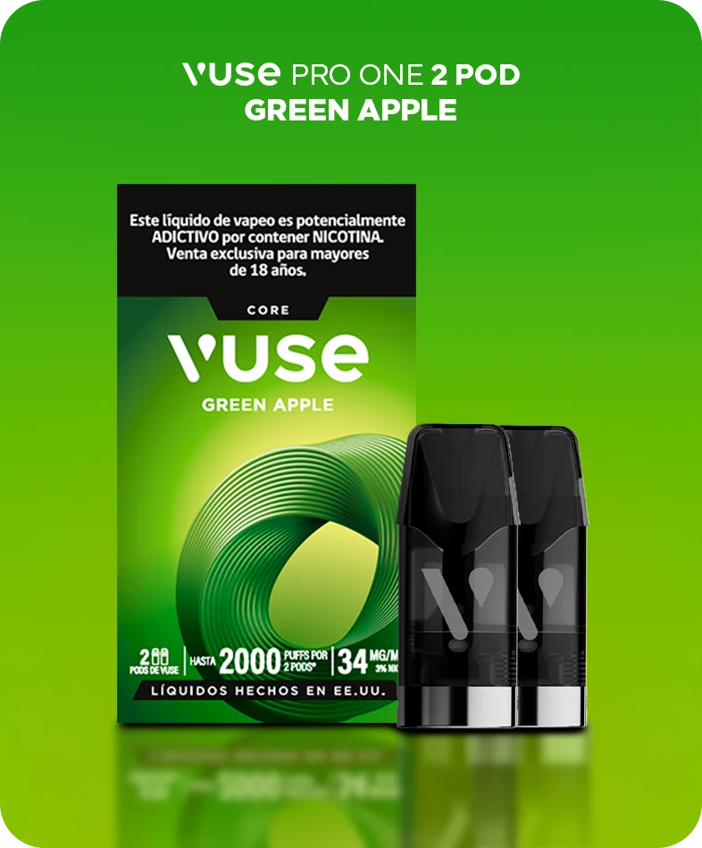 Vuse Pro One 2 Pods. Green Apple.