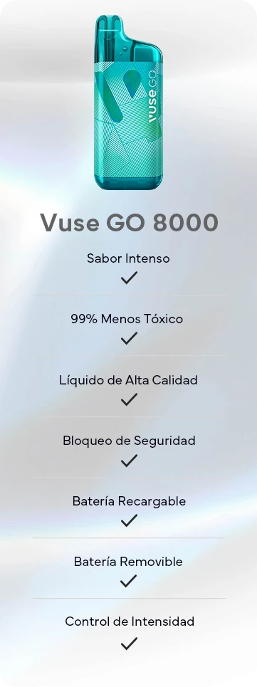Vuse Go 8000. Hasta 8000 puffs.