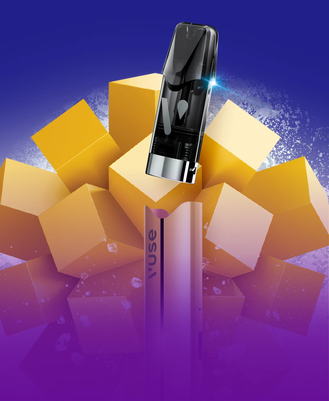 Vape Pod with Gold Prosmart Device on Yellow Origami
