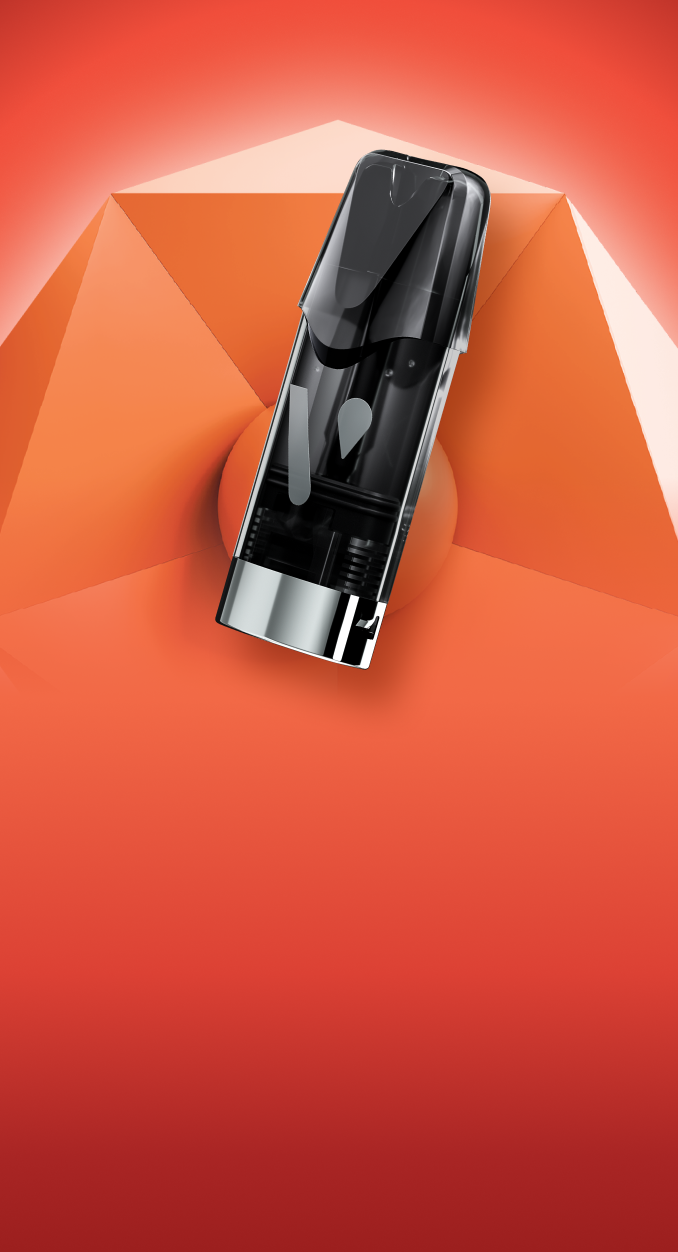 Strawberry Vuse Pod on Red Origami background