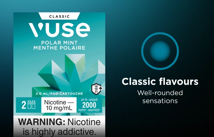 A pack of Polar Mint Classic on a blue and black gradient background