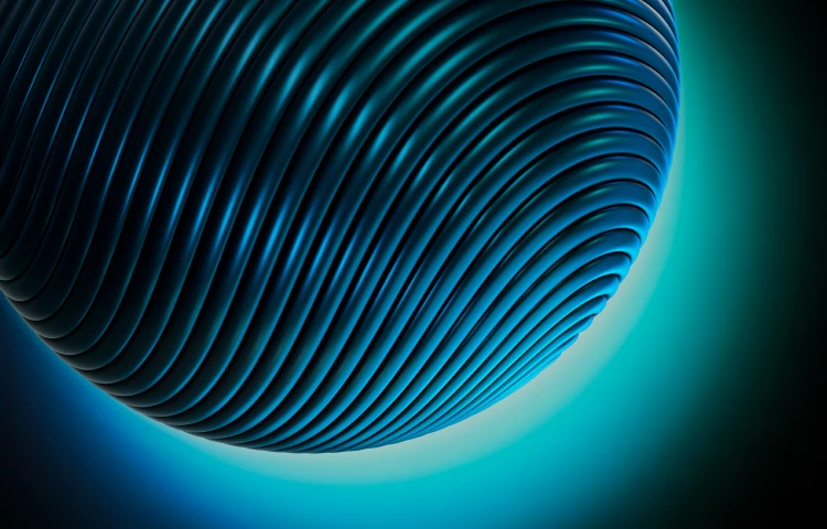 Vuse blue orb with a a blue gradient on a black background