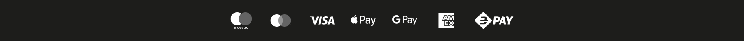 Payment options: Maestro, MasterCard, Visa, Apple Pay, Google Pay, American Express, B-Pay