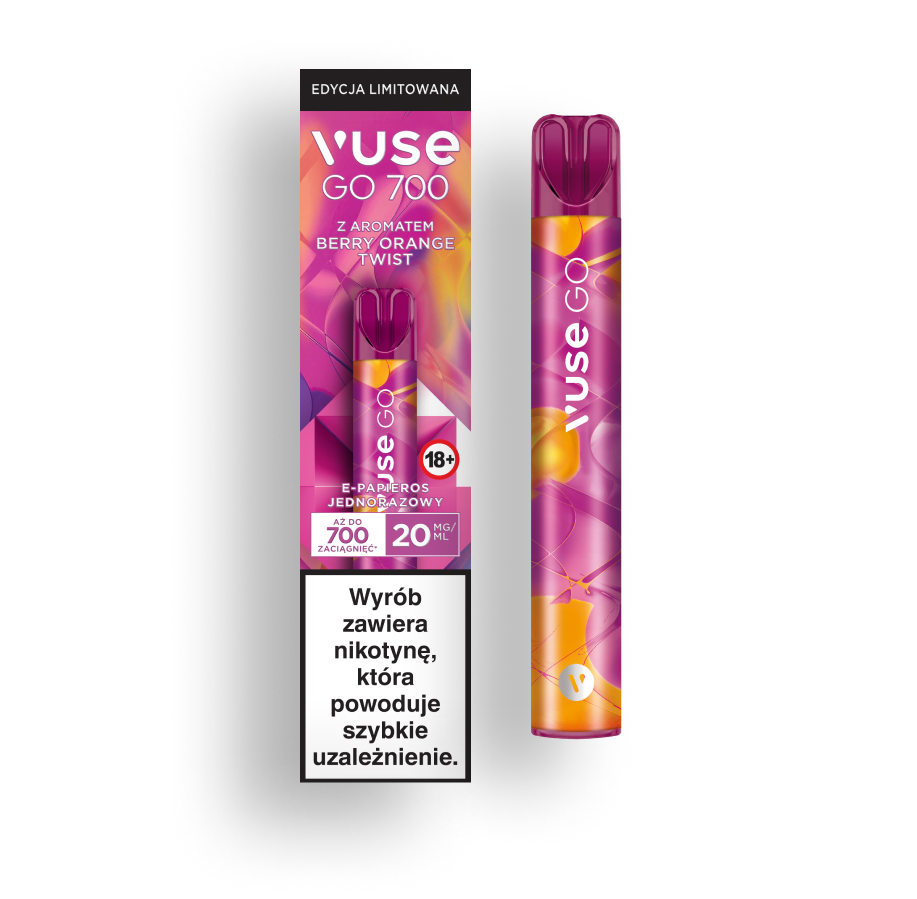 E-papierosy Vuse na pomarańczowym tle