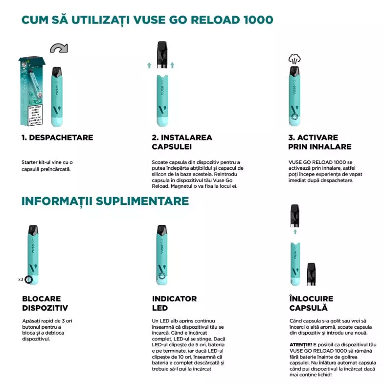geekvape aegis solo 3 istruzioni VUSE GO 1000 Pen Peppermint Ice main image 0